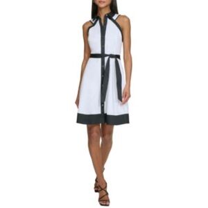 KARL LAGERFELD PARIS Women's Contrast-Trim Sleeveless Shirtdress Size 2 NWT